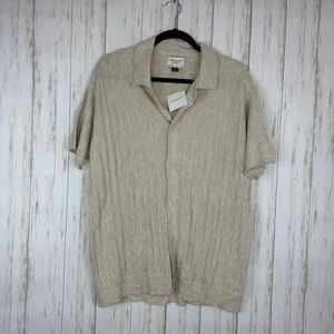 American Eagle Outfitters Oatmeal Knit Collared Shirt Large NWT